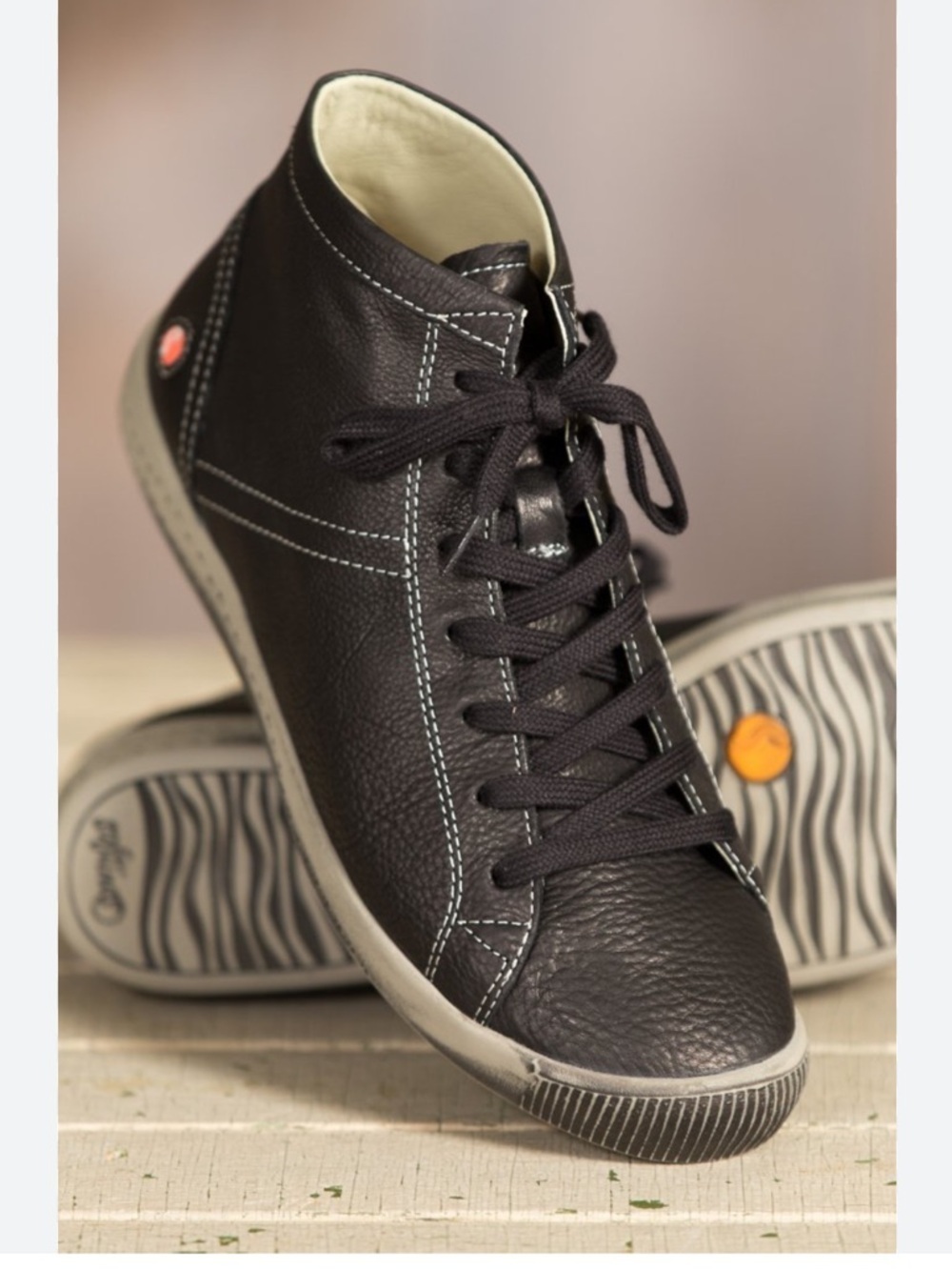 Softinos by fly London Women's Isleen Smooth Hi-Top Trainers black leather EU 35